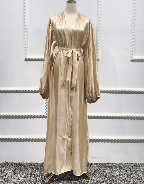 Women's Solid Color Puff Sleeve Maxi Abaya